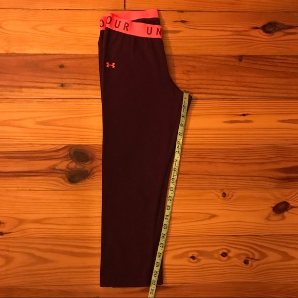 Under Armour Maroon Orange Capris Leggings, EUC, M - Picture 7 of 10